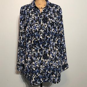 CJ Banks Multi-Colored Button Down Blouse Size 1X